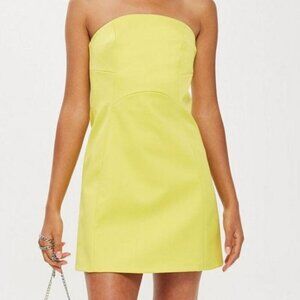 TopShop Bright Yellow Bandeau Strapless Mini Dress Size 6 Women's NWT